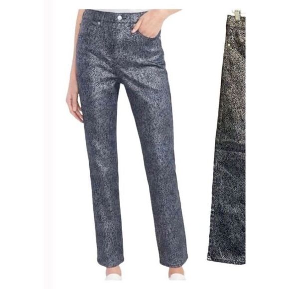 Express Slim Super High Rise Metallic Coated Jeans Size 4 $80 - Picture 3 of 5